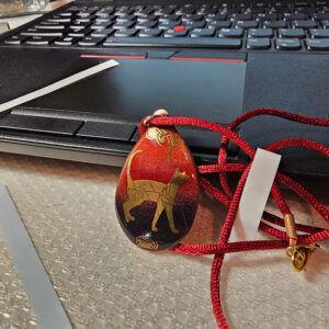 Luna: Red & Gold Enamel Cat Pendant