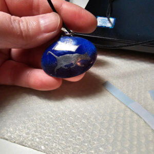 Norbert: Blue & Silver Enamel Cat Pendant