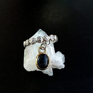 Onyx Scarab Charm Ring