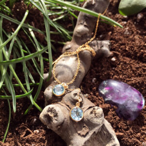 Blue Topaz Gold Ear Threaders